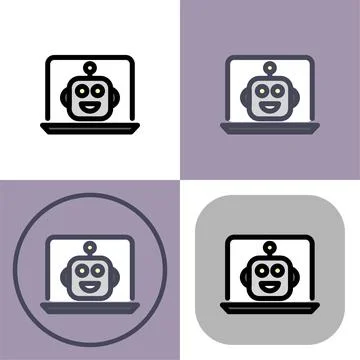 Artificial intelligence laptop symbol - artificial intelligence icon イラスト素材