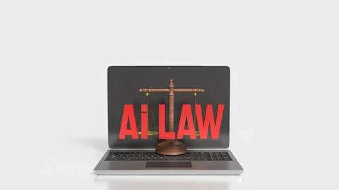 Artificial Intelligence Law and Digital Justice Concept 3d render. Illustrazione stock