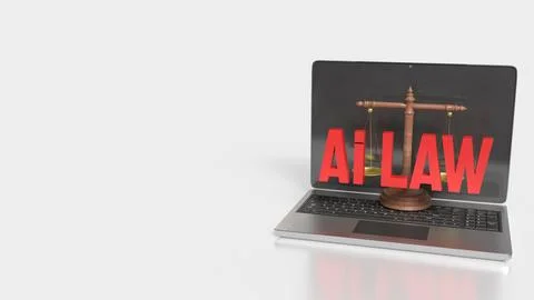 Artificial Intelligence Law and Digital Justice Concept 3d render. Illustrazione stock