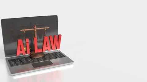 Artificial Intelligence Law and Digital Justice Concept 3d render. 스톡 일러스트