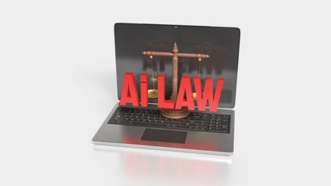 Artificial Intelligence Law and Digital Justice Concept 3d render. 스톡 일러스트