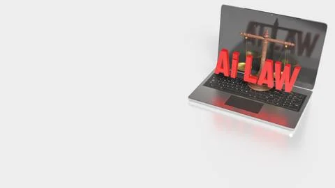 Artificial Intelligence Law and Digital Justice Concept 3d render. 스톡 일러스트