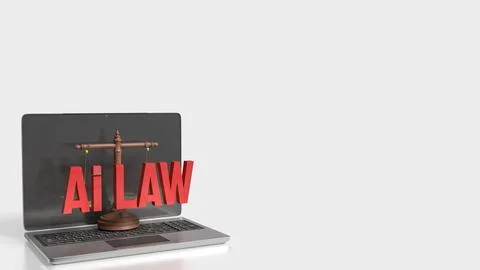 Artificial Intelligence Law and Digital Justice Concept 3d render. Illustrazione stock