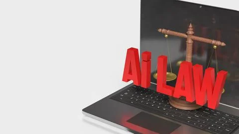 Artificial Intelligence Law and Digital Justice Concept 3d render. Stock Illustration