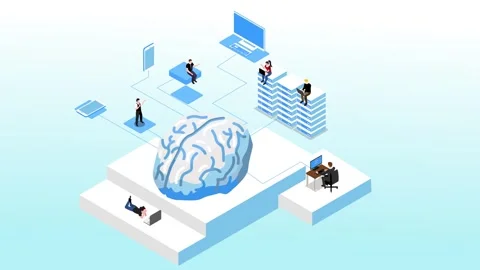 Artificial intelligence learning 3d animation cartoon Stock Footage 280368017