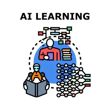 Artificial intelligence learning and deep neural network 스톡 일러스트