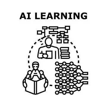 Artificial intelligence learning and deep neural network 스톡 일러스트