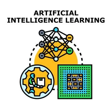 Artificial intelligence learning developing advanced technology concepts Stock Illustration