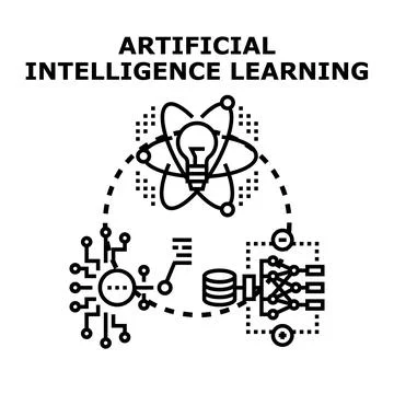 Artificial intelligence learning process displaying data analysis 스톡 일러스트