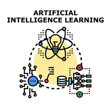 Artificial intelligence learning process displaying data analysis Stock Illustration
