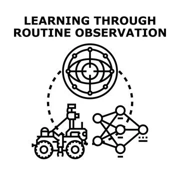 Artificial intelligence learning process observing data concept Stock Illustration