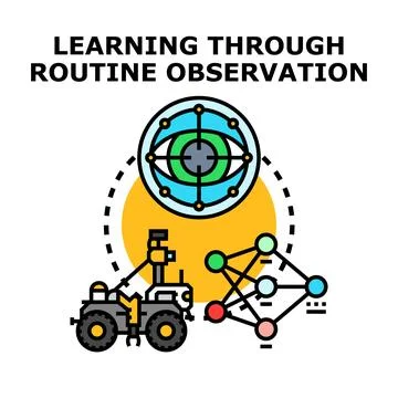 Artificial intelligence learning process observing data concept Stock Illustration