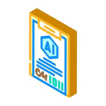 Artificial intelligence legal contract document isometric icon Stock Illustration