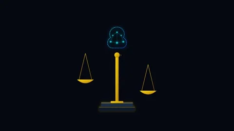 Artificial Intelligence Legal System Concept with Balancing Gold Scales and.. Видео 346130229