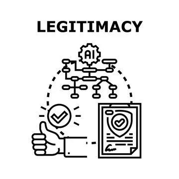 Artificial intelligence legitimacy concept with approval document Illustrazione stock