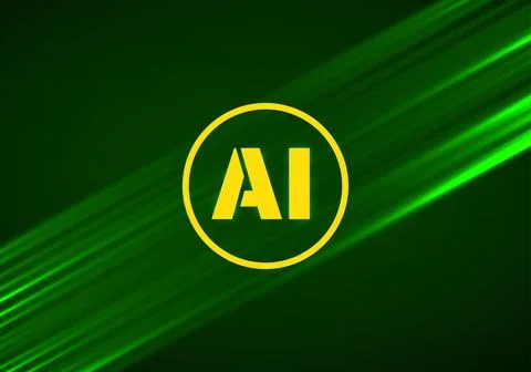 Artificial intelligence with letter AI on blue background, logo for your desi Illustrazione stock