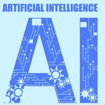 Artificial intelligence letters are made in the style of high-tech chips Stock-Illustration