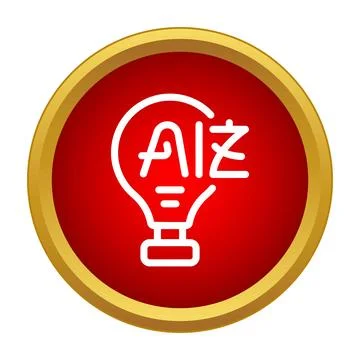 Artificial intelligence light bulb icon on red button Ilustración de archivo