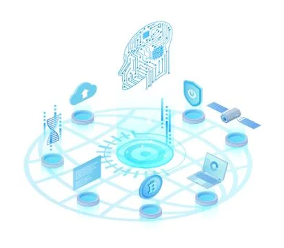 Artificial intelligence light isometric vector illustration Stock Illustration