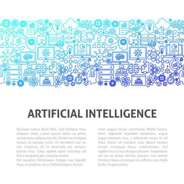 Artificial Intelligence Line Design Template Stockillustratie