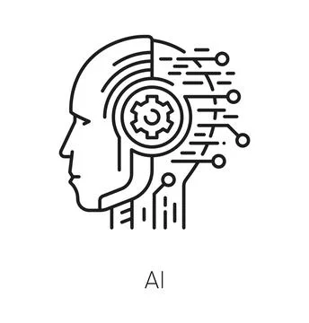 Artificial intelligence line icon or RPA pictogram Stock Illustration