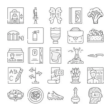 Artificial intelligence line icons collection set Illustrazione stock