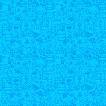 Artificial Intelligence Line Seamless Pattern 库存插图