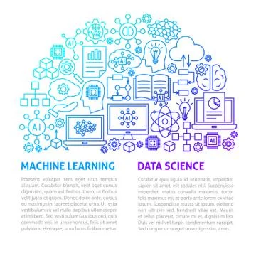 Artificial Intelligence Line Template Stock Illustration