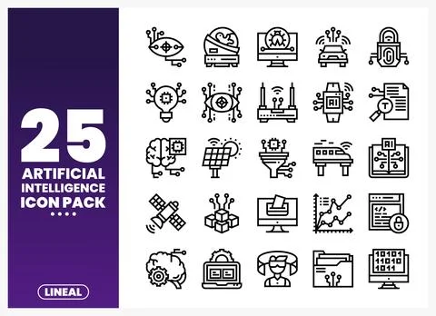 Artificial Intelligence lineal icon pack. icons set. technology and innovat.. Stockillustratie