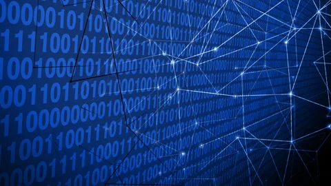 Artificial intelligence lines of binary code and connected lines in technology Stock Footage 260427318
