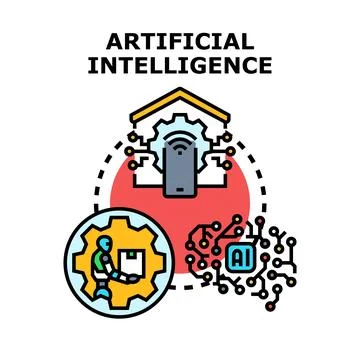Artificial intelligence linking smart home automation and robotic delivery イラスト素材