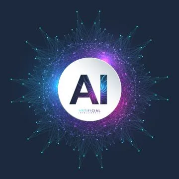 Artificial Intelligence Logo. Artificial Intelligence and Machine Learning Illustrazione stock