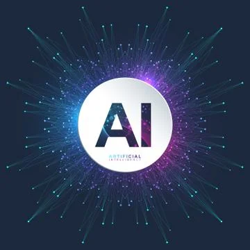 Artificial Intelligence Logo. Artificial Intelligence and Machine Learning 스톡 일러스트