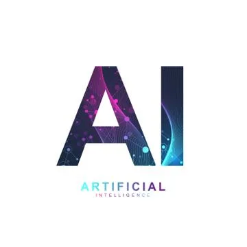 Artificial Intelligence Logo. Artificial Intelligence and Machine Learning 스톡 일러스트