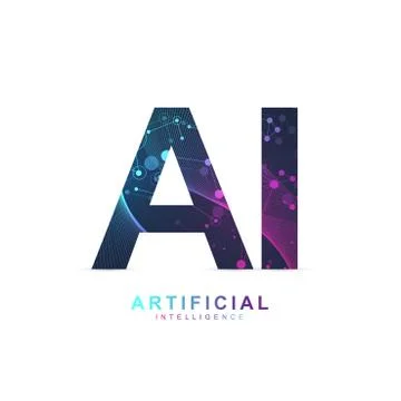 Artificial Intelligence Logo. Artificial Intelligence and Machine Learning 스톡 일러스트