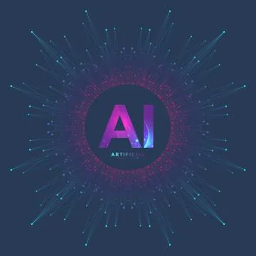 Artificial Intelligence Logo. Artificial Intelligence and Machine Learning Stock Illustration