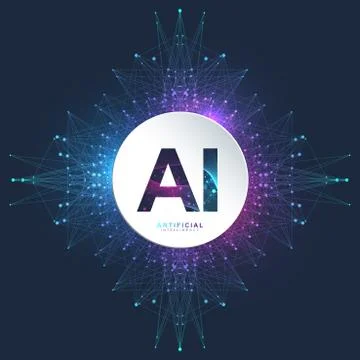 Artificial Intelligence Logo. Artificial Intelligence and Machine Learning 스톡 일러스트