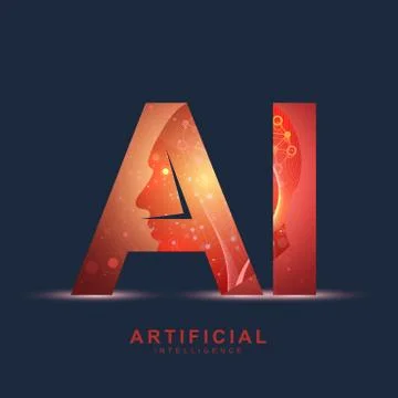 Artificial Intelligence Logo. Artificial Intelligence and Machine Learning イラスト素材
