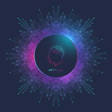 Artificial Intelligence Logo. Artificial Intelligence and Machine Learning 스톡 일러스트