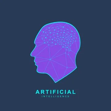Artificial Intelligence Logo. Artificial Intelligence and Machine Learning Stock Illustration