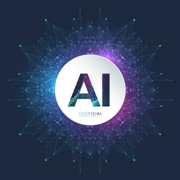 Artificial Intelligence Logo. Artificial Intelligence and Machine Learning Stock Illustration