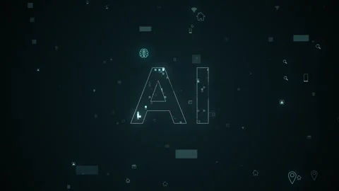 Artificial Intelligence Logo, Icon. Vector symbol AI, deep learning blockch.. Stock Footage 255751881