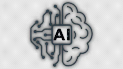 Artificial Intelligence Logo, Icon. Vector symbol AI, deep learning blockch.. Stock Footage 257538950