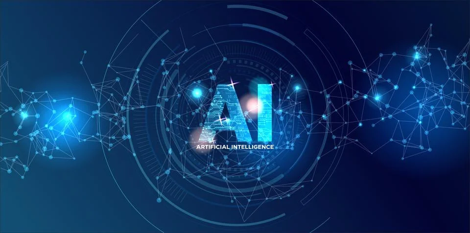Artificial Intelligence Logo, Icon. Vector symbol AI, deep learning blockchain 스톡 일러스트
