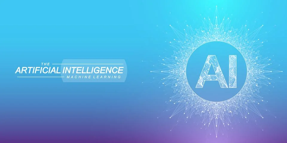 Artificial intelligence logo. Machine Learning concept. Digital Brain. Neural Illustrazione stock