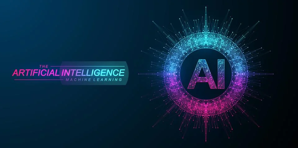 Artificial intelligence logo. Machine Learning concept. Digital Brain. Neural Stock Illustration