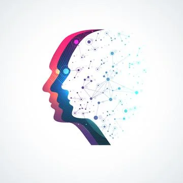 Artificial intelligence logo. Machine Learning concept. Digital Brain. Neural Illustrazione stock