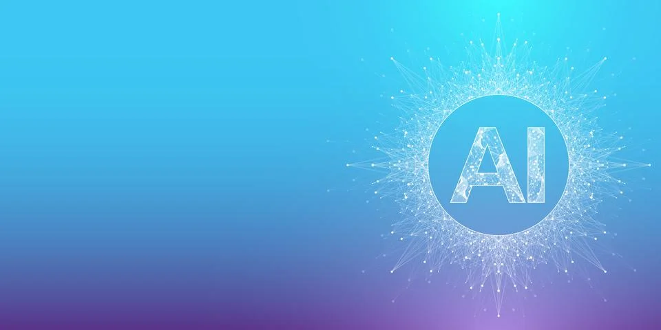 Artificial intelligence logo. Machine Learning concept. Digital Brain. Neural Stock Illustration