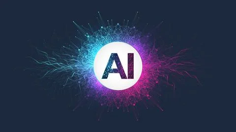 Artificial Intelligence Logo Plexus effect. Artificial Intelligence and Machine Illustrazione stock