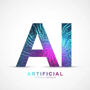 Artificial Intelligence Logo Plexus effect. Artificial Intelligence and Machine Stock Illustration